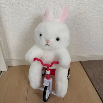 토끼와 거북이의 자전거 레이스 기믹 봉제 인형 토끼