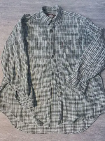 CONVERSE 체크 무늬 긴팔 플란넬 셔츠 그린 계열