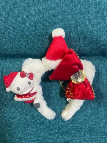 키티 산타 모자 달린 머리띠