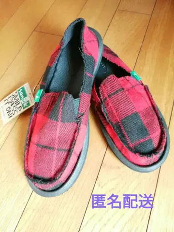 택 포함 새상품 사누크 여성용 신발 21.5cm 체크 무늬 익명 배송