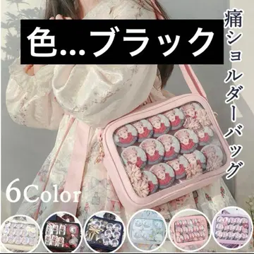 이타백 이타백 블랙 인조 가죽 클리어백 숄더백