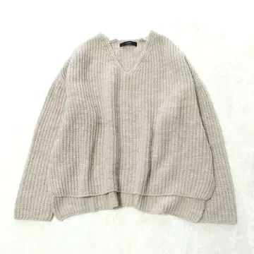 플로렌트 편직 니트 오버 사이즈 V넥 울 알파카 베이지