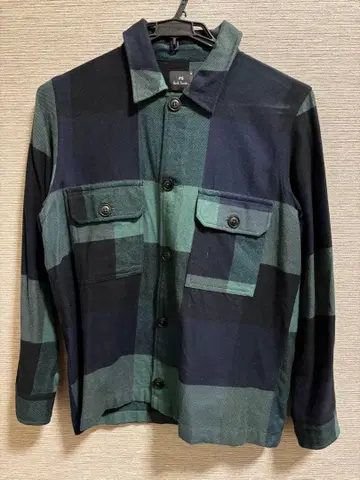 다크 그린 체크 무늬 셔츠