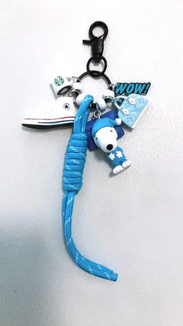 딸랑딸랑 키링 스누피 가챠 채운 파우치 스카이블루