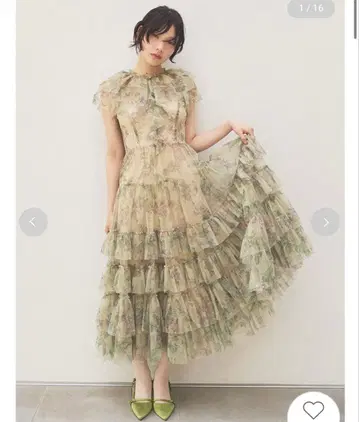 LILY BROWN 보타니컬 튤 티어드 드레스 0 미사용 새상품 택 포함