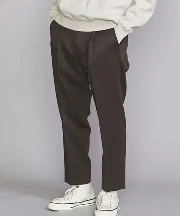 BEAUTY & YOUTH 스탠드 트윌 1P 와이드 테이퍼드 앵클 팬츠