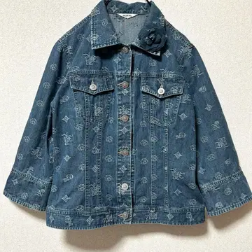 잉게보그 데님 자켓 올 패턴 까멜리아 코사지 핑크하우스 일본제