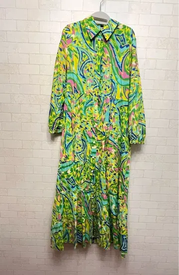 컬러풀 긴팔 셔츠 롱 원피스