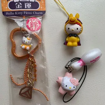 키티 스트랩 매듭 풍수 스트랩 금전운 레트로 당시 물건 헤이세이 로디