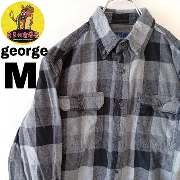USA 구제 의류 george 플란넬 셔츠 M 블랙 그레이 체크
