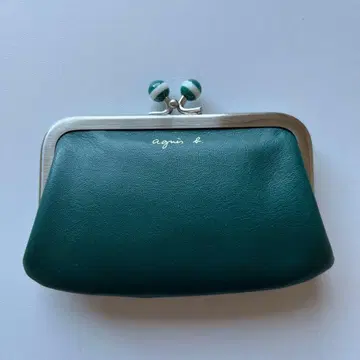 agnes b. 가죽 가마구치 코인 퍼스 그린