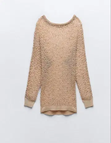 zara 자라 Beaded knit top 비즈 편직 니트 베이지