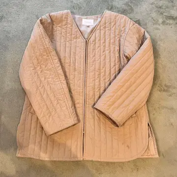 베이지 퀼팅 자켓 집업