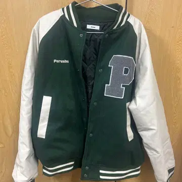 Perushu 바시티 자켓 다크 그린