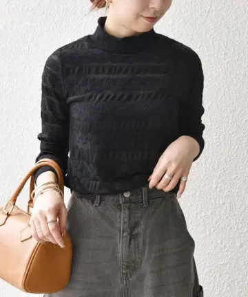 [2024AW/완판템] SHIPS any 레이스 보더 하이넥 풀오버