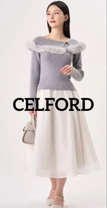 [새상품급] CELFORD 시어 플레어 스커트 아이보리