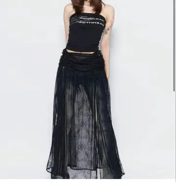 S shirring flower skirt long