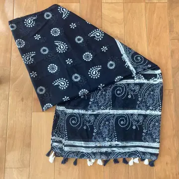 네이비 페이즐리 무늬 스톨 대형