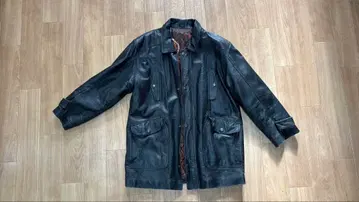 블랙 가죽 밀리터리 자켓