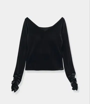 Sharp Neck Velour Tops (black)