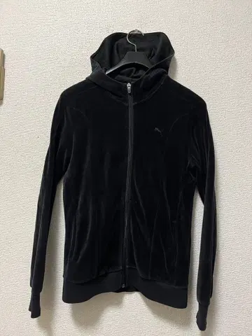 00s 푸마 벨로아 트랙 후드티/M 블랙 저지 로고 자수 y2k