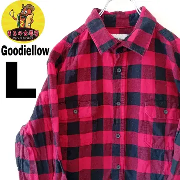 USA 구제 의류 Goodiellow 플란넬 셔츠 L 레드 블랙 체크