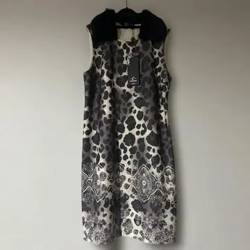미사용 coconjapan 원피스 실크 면 XL 레오파드 무늬 퍼