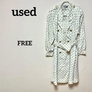 Ladies 도트 무늬 트렌치풍 롱 원피스 벨트 포함 일본제