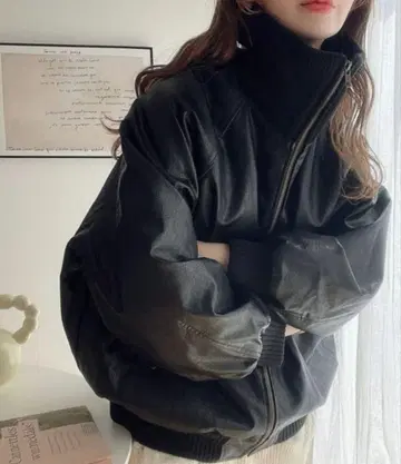 [ 자바 콜라보 ] 리브 터틀 페이크 가죽 자켓 BLACK