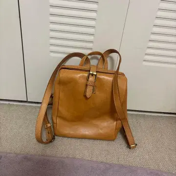카멜 색상 가죽 백 피크스피크 백팩