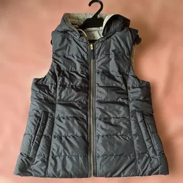 리버서블 후드 부착 네이비 다운 베스트, 그레이