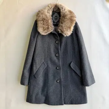 새상품급 마제스틱 레곤 여성용 울 코트 퍼 포함 그레이