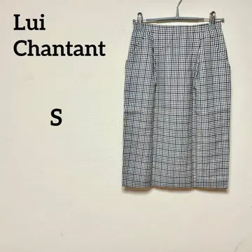 Lui Chantant 체크 무늬 울 혼방 무릎 기장 스커트 일본제
