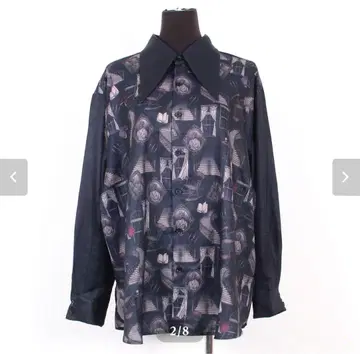 DXMOUVE 두모베 망령의 관 패턴 롱 칼라 긴팔 셔츠