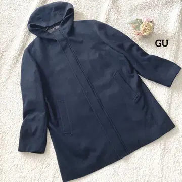 GU 지유 XL 울 블렌드 후디 코트 블랙 남성용 307709