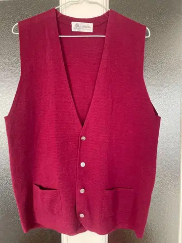 울 100% 버건디 베스트 남성용