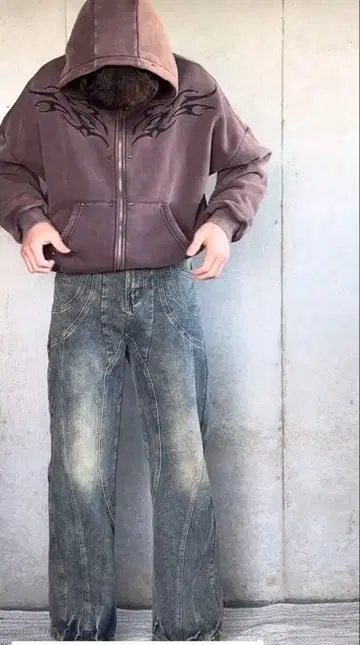 SSC whisky mellow 와이드 레그 데님 해외 스트릿