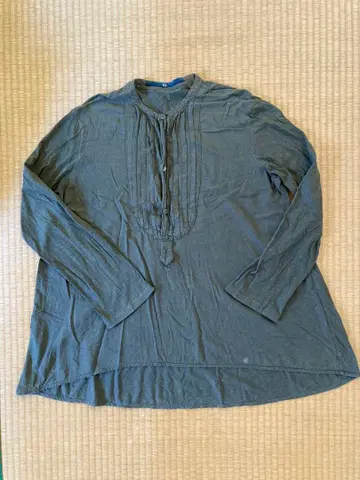 45R 올리브 그린 긴팔 셔츠 블라우스 코튼