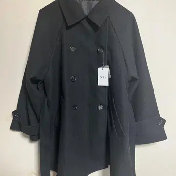 GRL 블랙 더블 브레스트 코트 F 사이즈