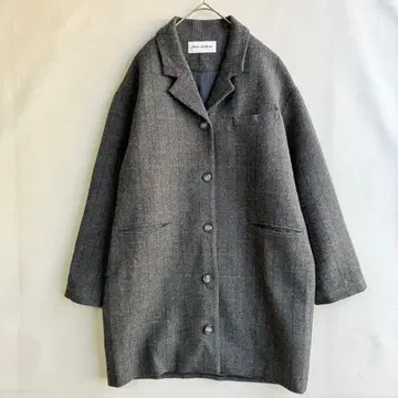 미사용 fall-in&co 여성용 체크 울 코트 핸드메이드