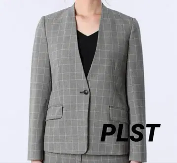 플라스테 체크 노카라 자켓