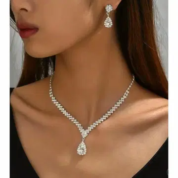 반짝이는 비쥬 목걸이 & 귀걸이 세트 웨딩 tnp24465