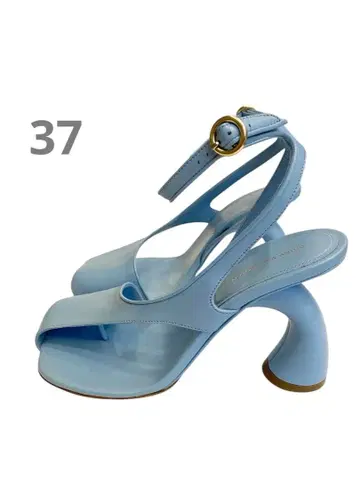 Dries Van Noten 스카이블루 샌들 와이드 힐 37 새상품 정품