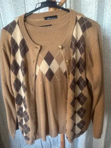 가디건 니트 앙상블 캐시미어 브라운