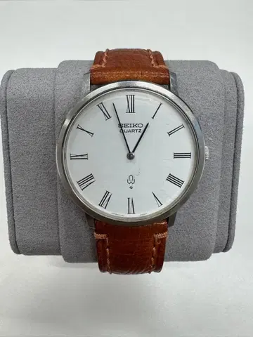 SEIKO 쿼츠 시계 화이트 다이얼 브라운 가죽