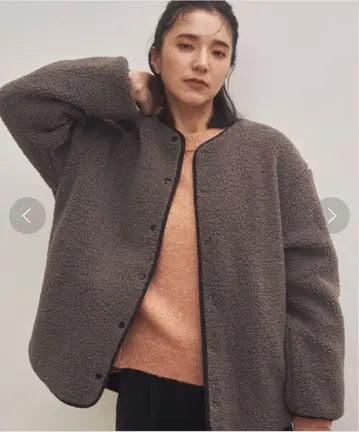 오버 사이즈 보아 자켓 브라운