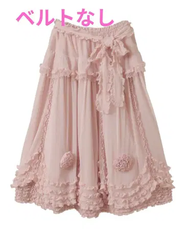 새상품급 핑크하우스 플로키 도트 튤 사용 스커트 플라워