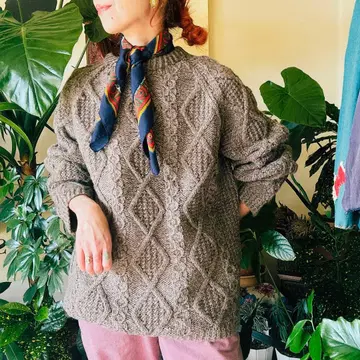 70s 빈티지 아란 케이블 니트 스웨터