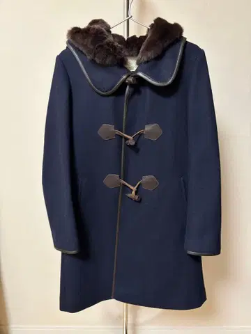 [ BEAUTY&YOUTH ] 네이비 후드 부착 더플 코트