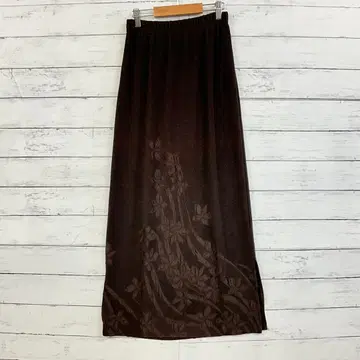 꽃무늬 자수 롱 스커트 브라운 허리밴딩 체형 커버 가을/겨울 M